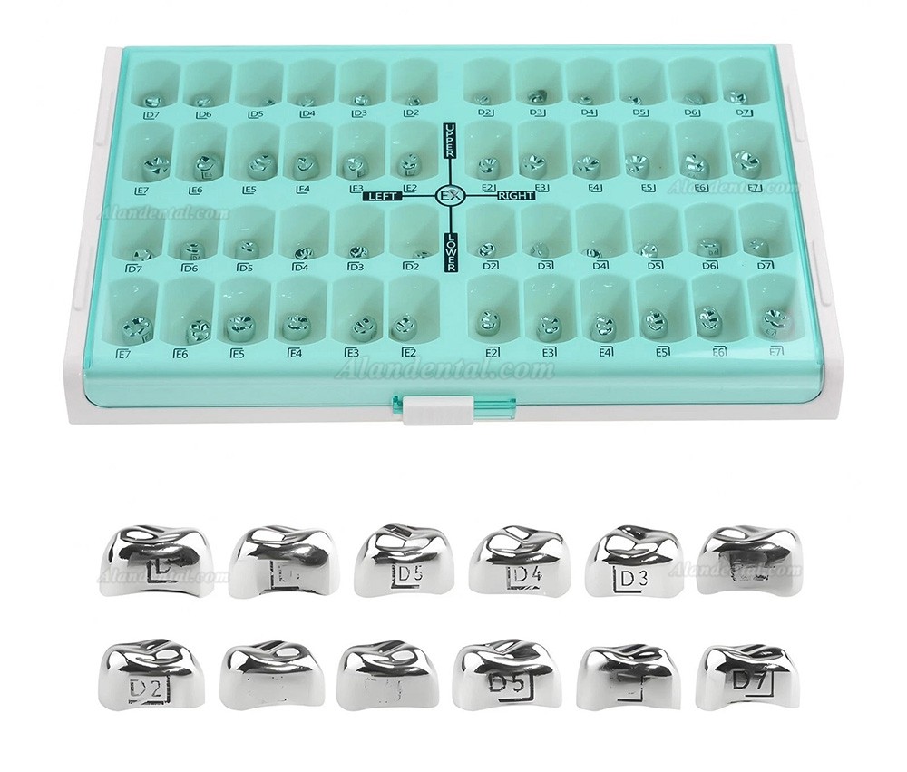 48Pcs/Box Dental Kid Crown Preformed Metal Crown Stainless Steel Temporary Crown
